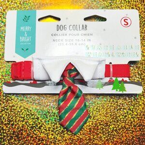 CHRISTMAS NECKTIE DOG COLLAR SMALL elf candy cane stripe tie adjustable cute NWT